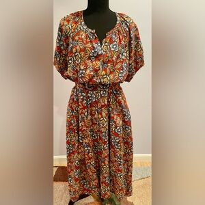 Faherty Floral Midi Dress with pockets